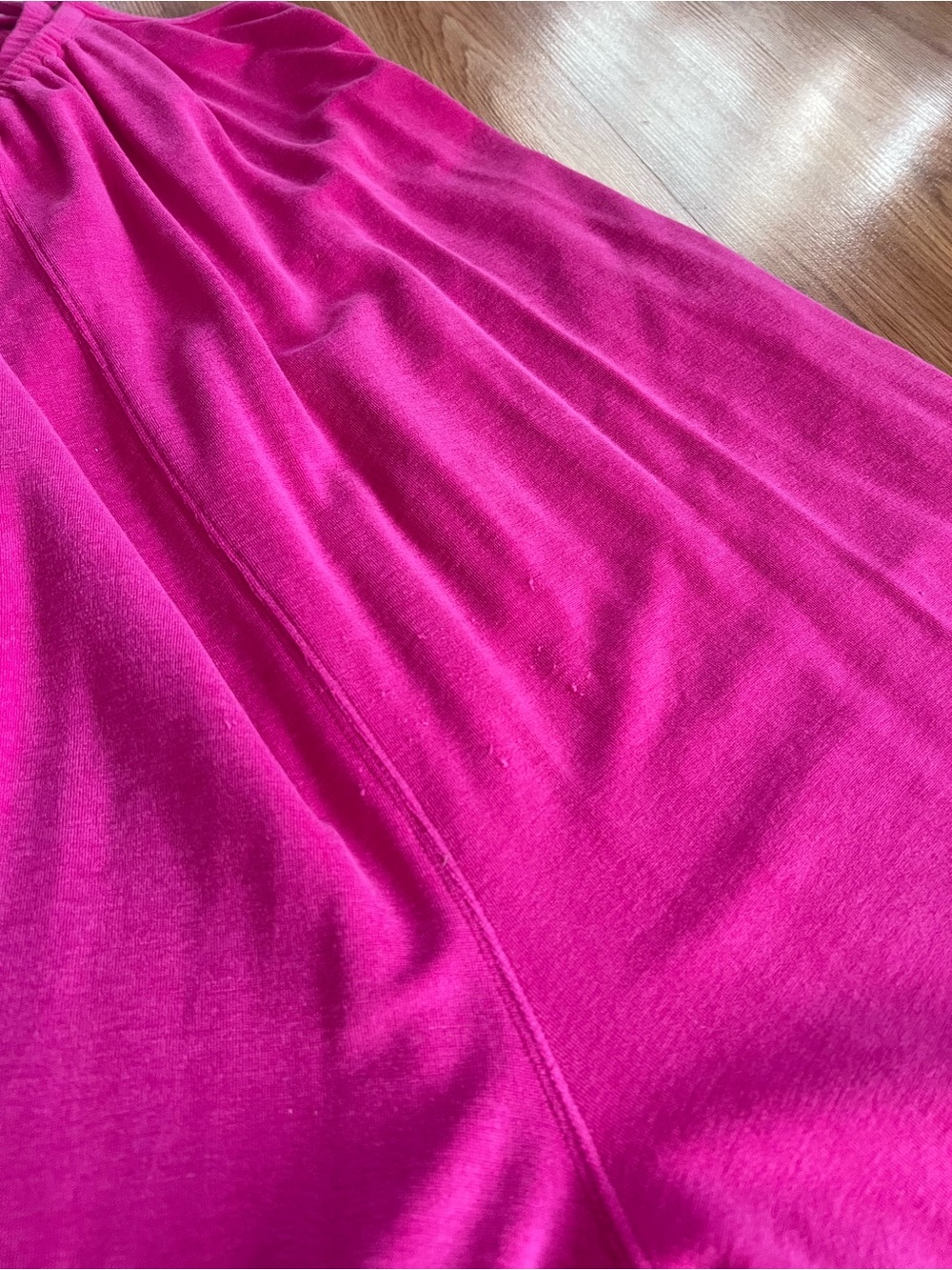 Anthropologie Hot Pink Tie-Shoulder Terry Cloth Cropped Asymmetrical Jumpsuit - Picture 14 of 14